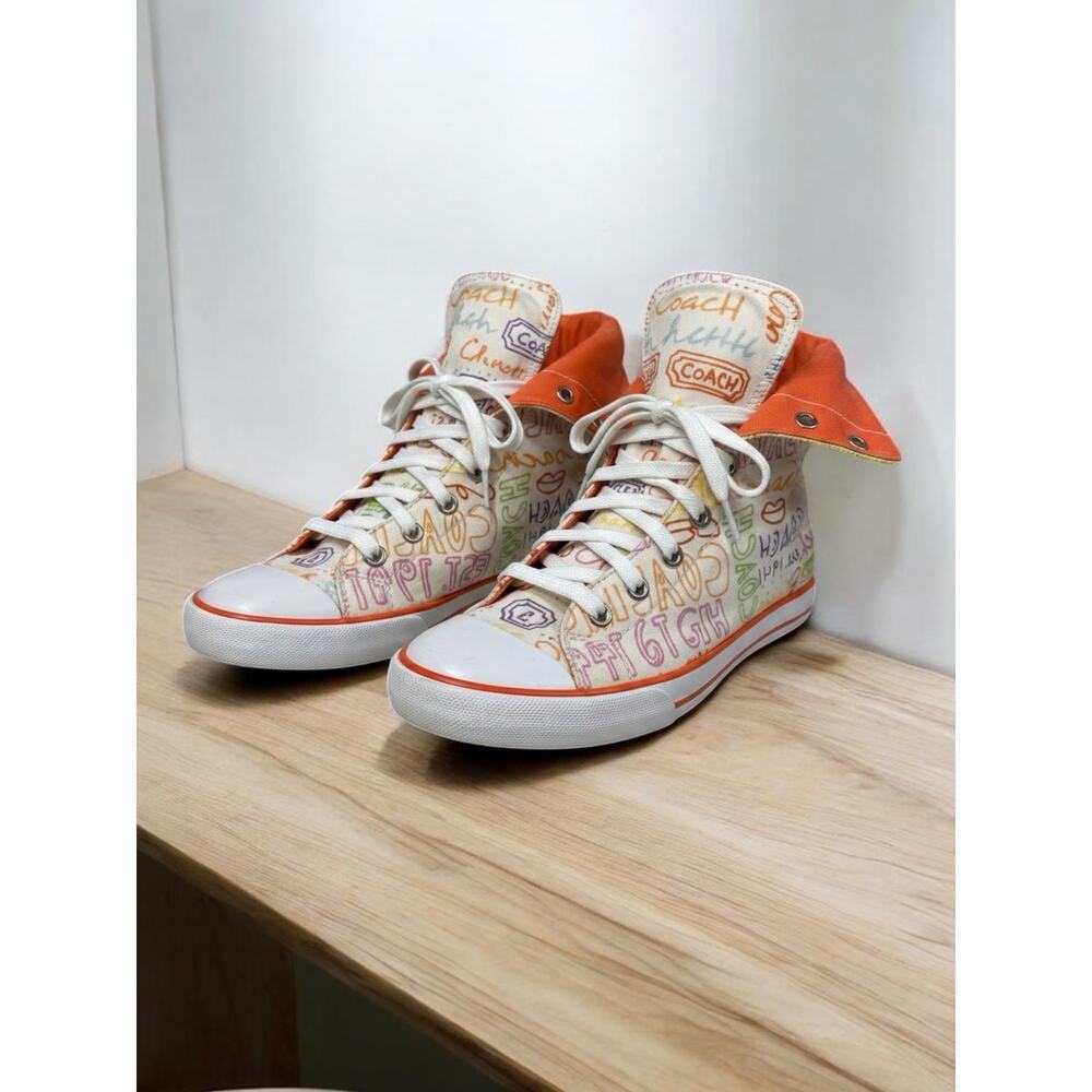 Y2K Coach A1285 Bonney Graffiti Print High Top Sneaker Size 6B - Picture 2 of 11
